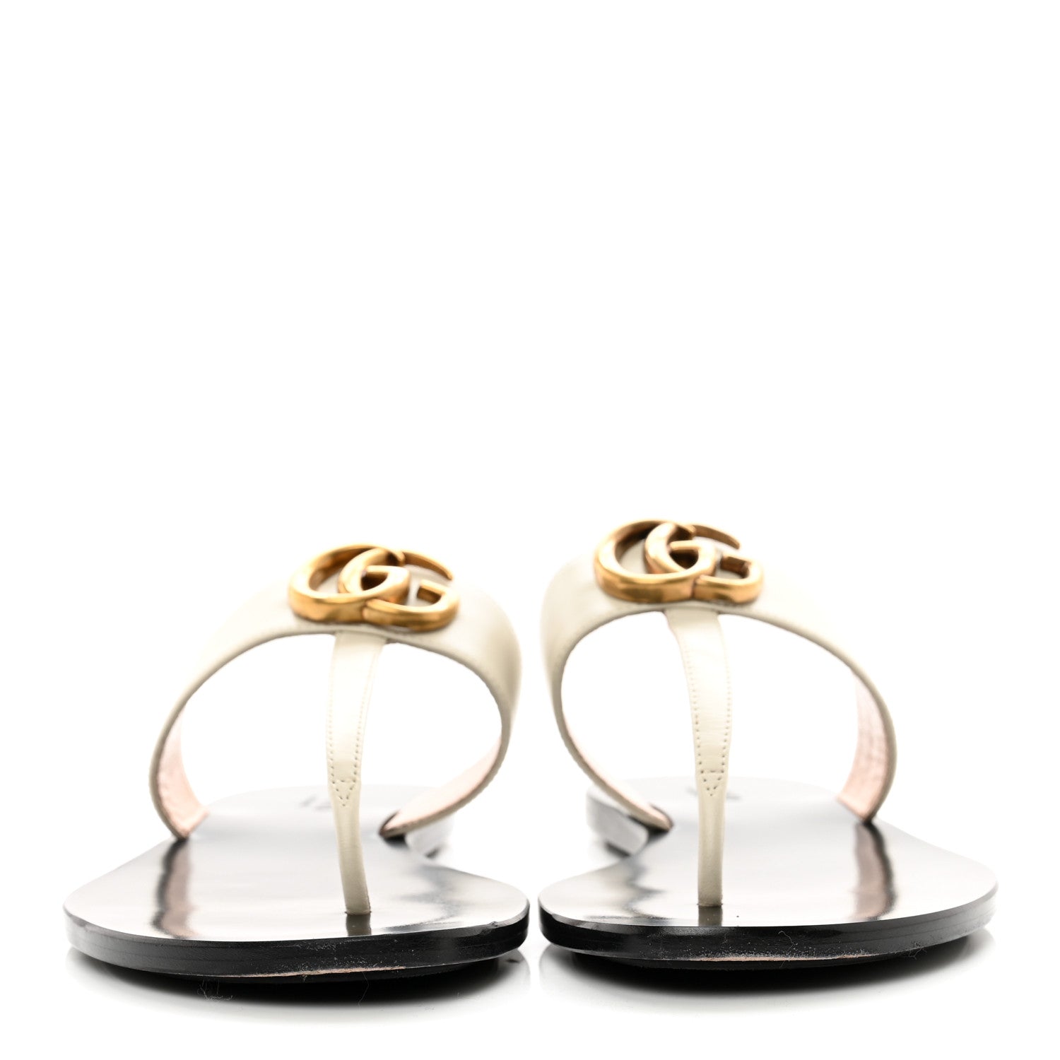Gucci Calfskin GG Marmont Thong Sandals 36.5 Mystic White 2 of 11