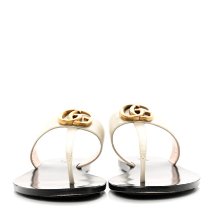 Gucci Calfskin GG Marmont Thong Sandals 36.5 Mystic White 2 of 11