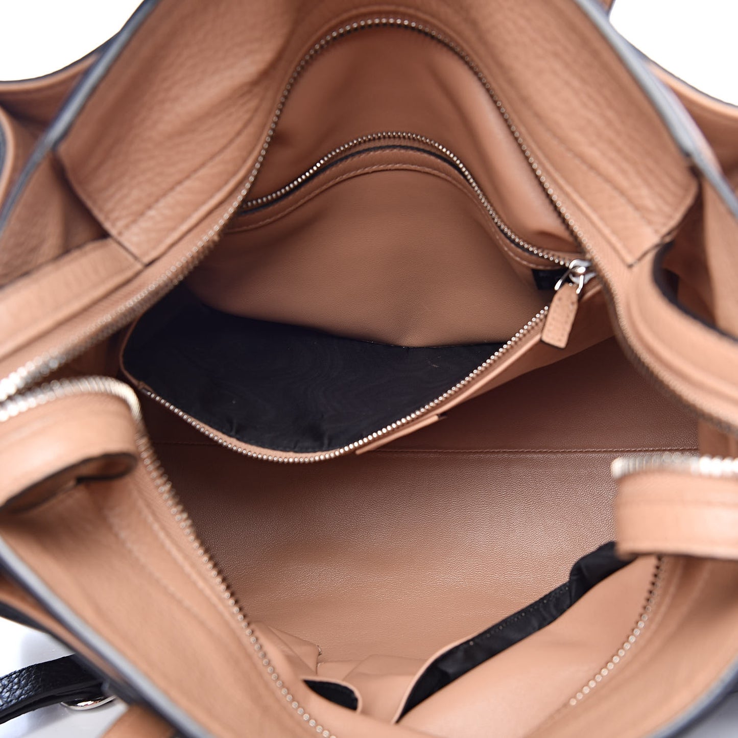 Cellarius Calfskin Bi-Color Ramble Layered Tote Black Camelia