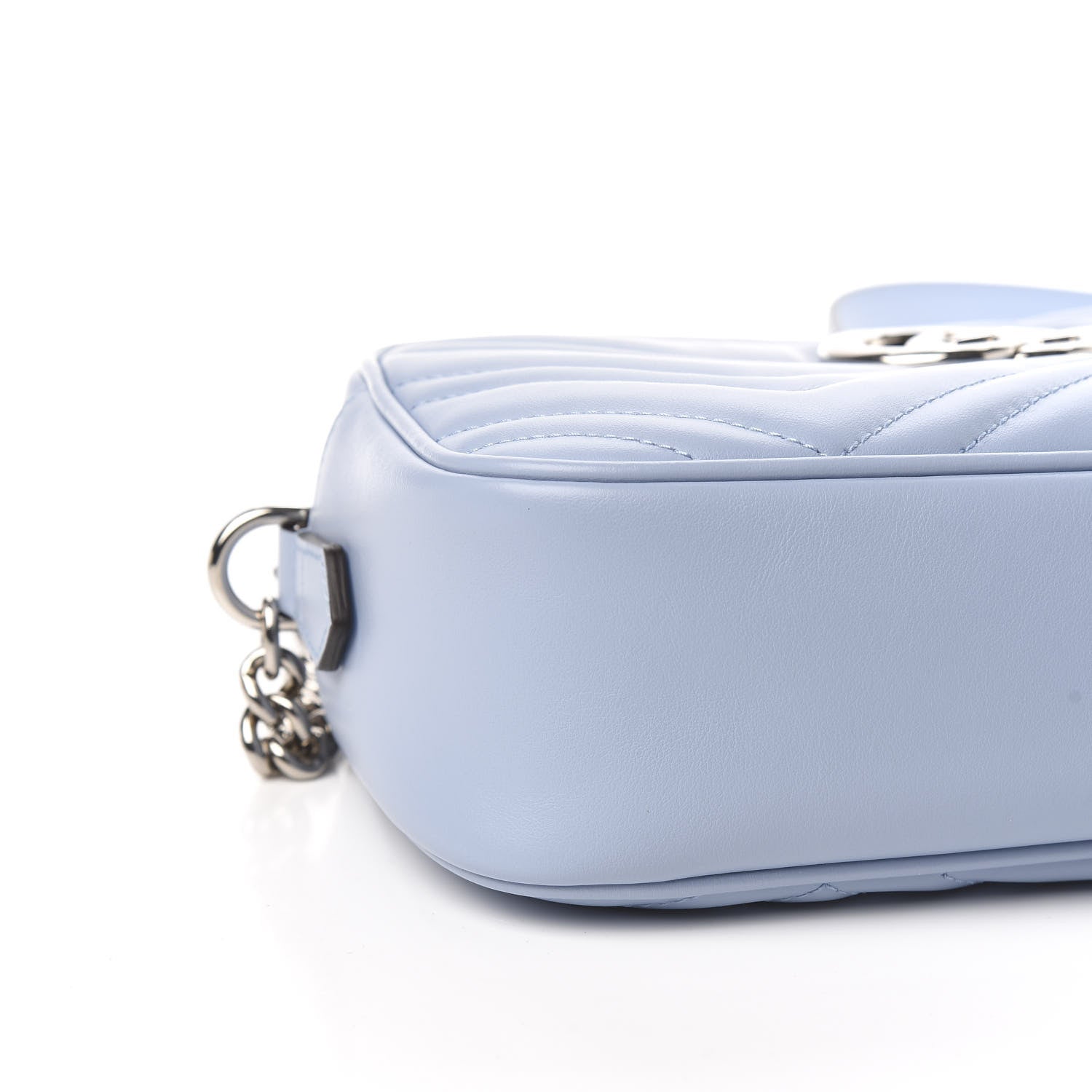 Gucci Calfskin Matelasse Small GG Marmont Chain Shoulder Bag Porcelain Light Blue 8 of 10