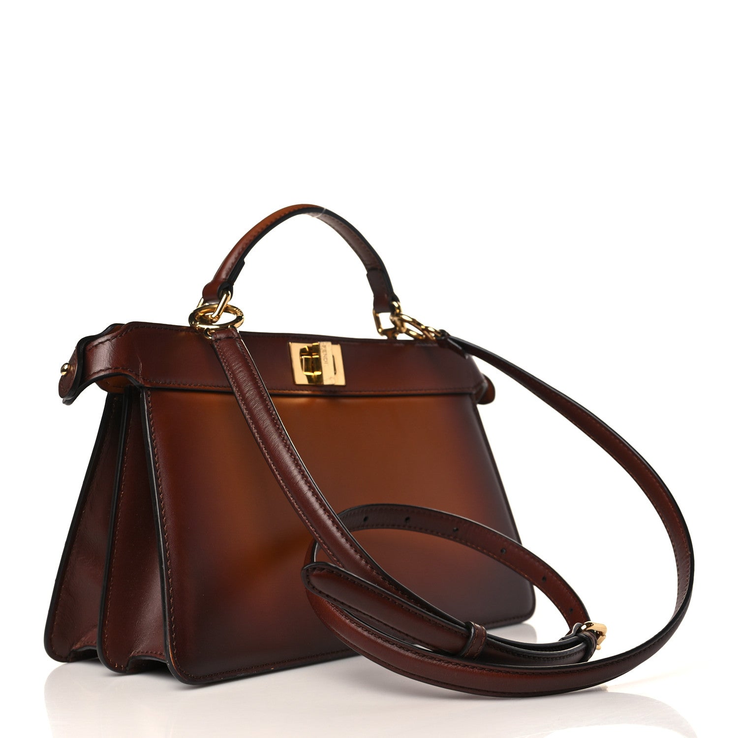 Fendi Vitello King Tamponato Medium Peekaboo I SEE U East West Satchel Cuoio 3 of 10