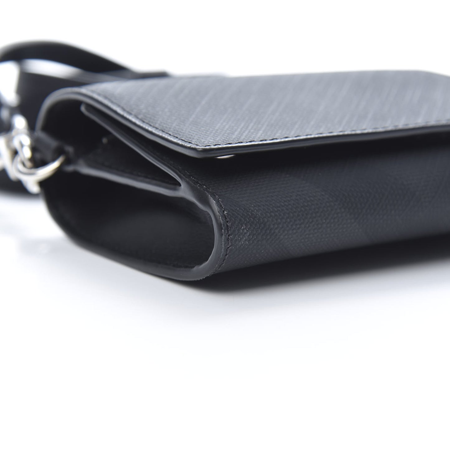 London Check Small Wallet With Strap Dark Charcoal