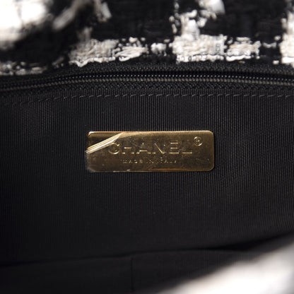 Chanel Tweed Quilted Large 19 Flap Black Ecru White 8 of 12