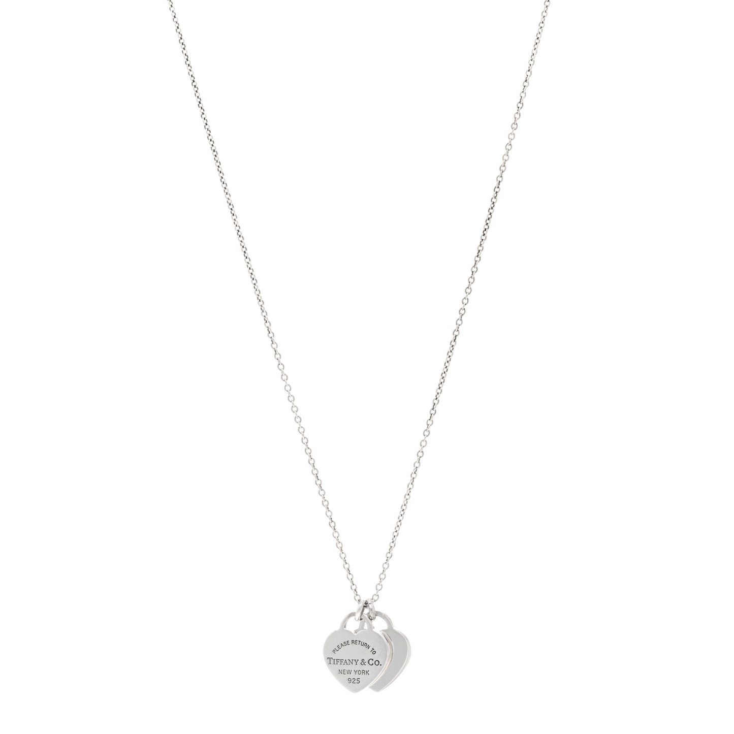 Sterling Silver Mini Return to Tiffany Double Heart Tag Pendant Necklace