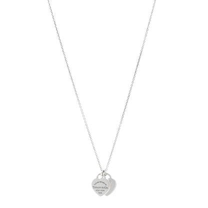 Tiffany Sterling Silver Mini Return to Tiffany Double Heart Tag Pendant Necklace 1 of 4