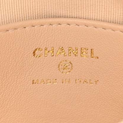 Chanel Shiny Crumpled Lambskin Quilted Small Preppy Pocket Clutch With Chain Beige 6 of 11