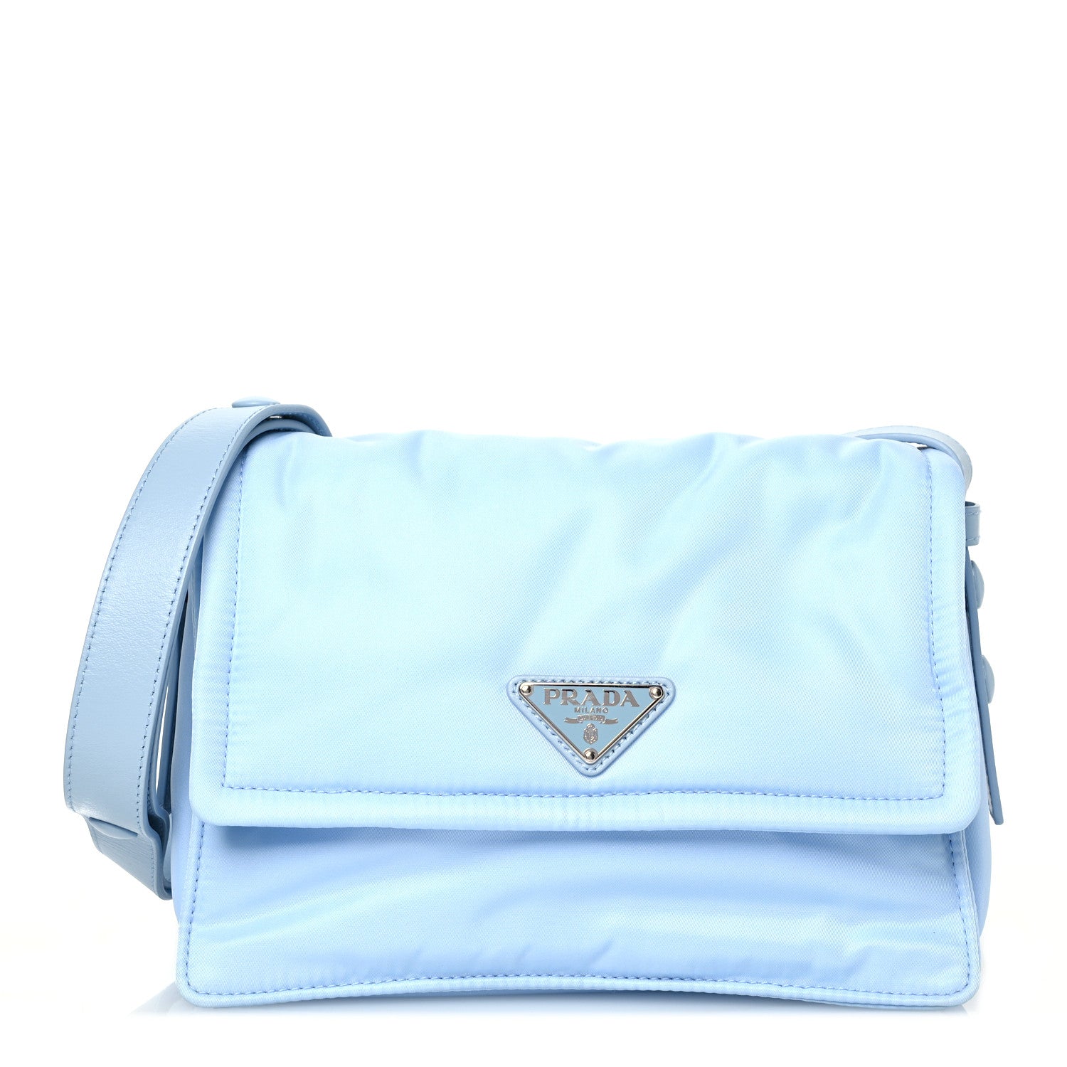 Prada Re-Nylon Vitello Padded Small Flap Shoulder Bag Celeste 1 of 13