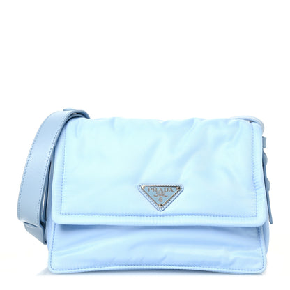 Prada Re-Nylon Vitello Padded Small Flap Shoulder Bag Celeste 1 of 13