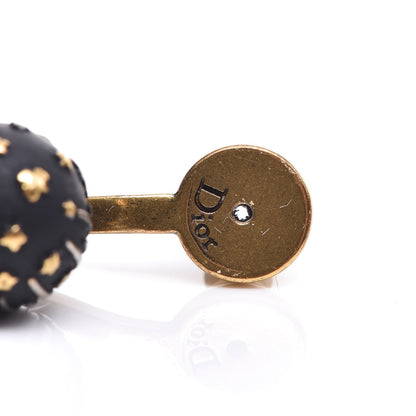 Christian Dior Metal Star Heart Earrings Black Gold 8 of 10