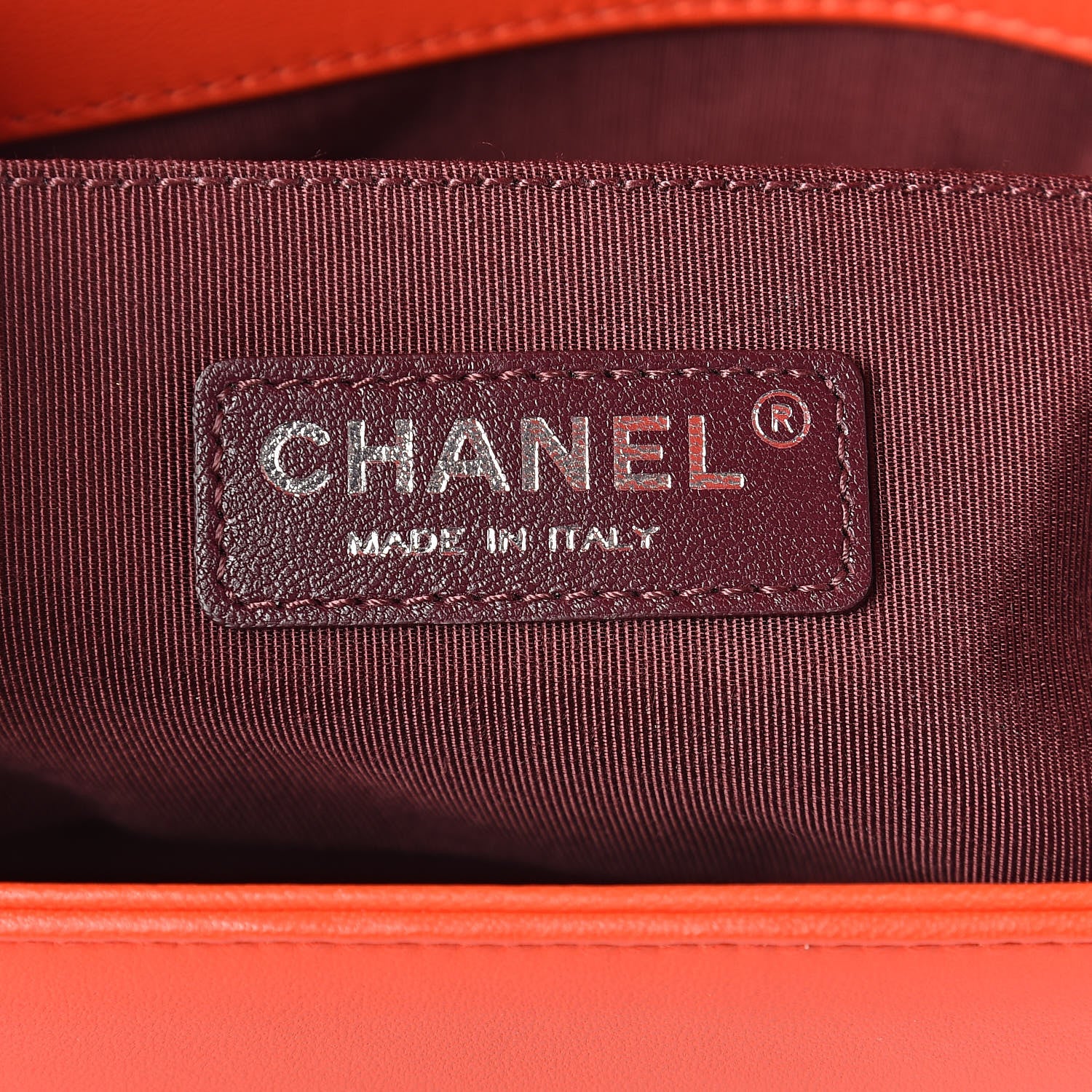 Chanel Wrinkled Lambskin Chevron Quilted Medium Boy Flap Orange 8 of 10