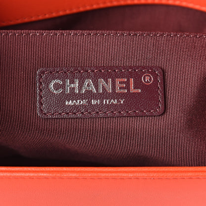 Chanel Wrinkled Lambskin Chevron Quilted Medium Boy Flap Orange 8 of 10