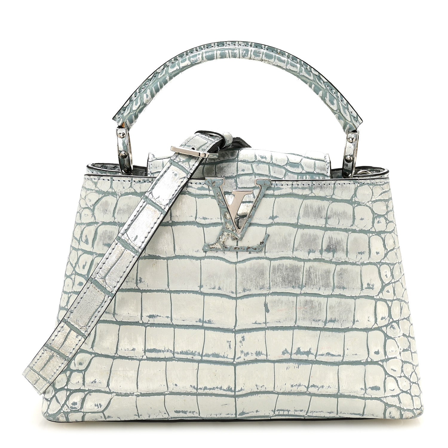Louis Vuitton Alligator Capucines BB Blue Silver 1 of 9