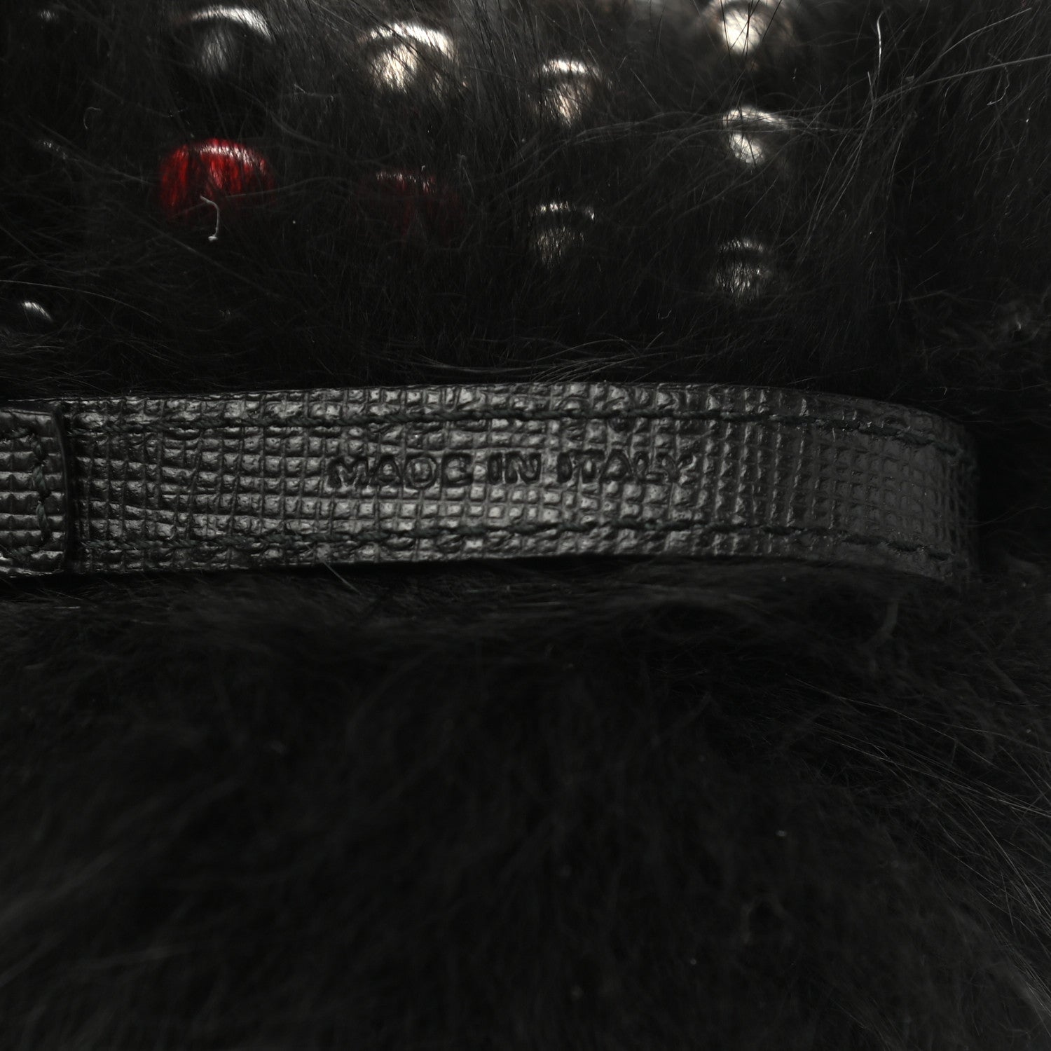 Fendi Fox Fur Calfskin Studded Eye Monster Cube Bag Charm Black 4 of 4