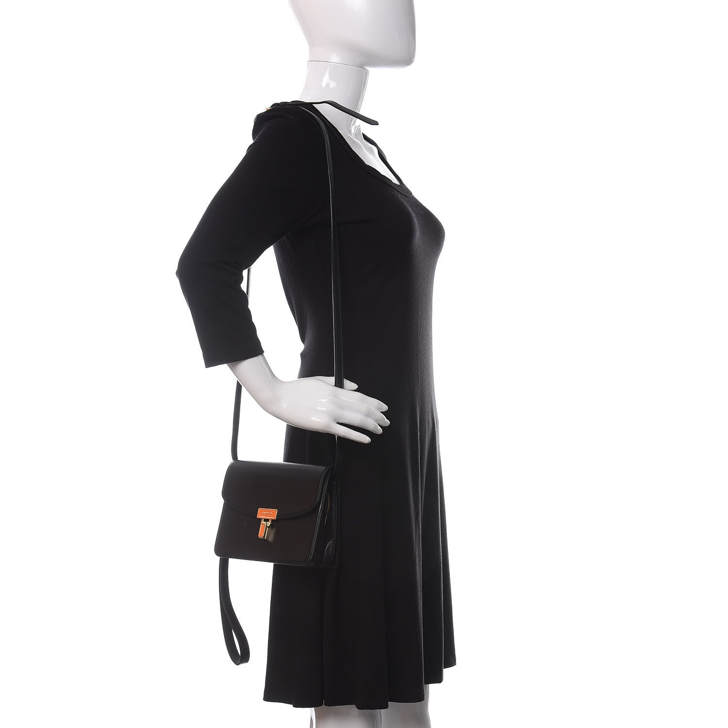 Balenciaga Calfskin Lock Shoulder Bag Black 2 of 8