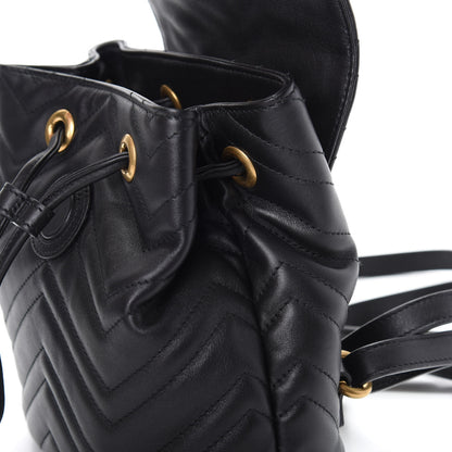 Gucci Calfskin Matelasse GG Marmont Flap Backpack Black 10 of 11