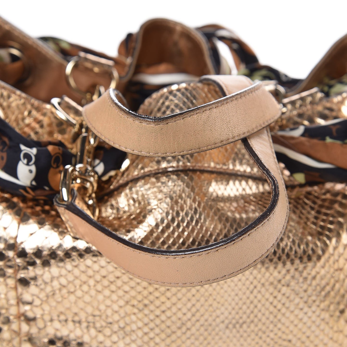 Metallic Python Large Positano Tote Gold