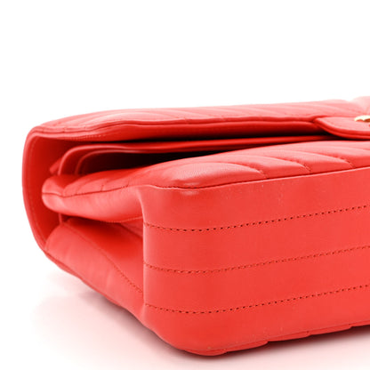 Chanel Lambskin Chevron Quilted Medium Double Flap Red 9 of 10