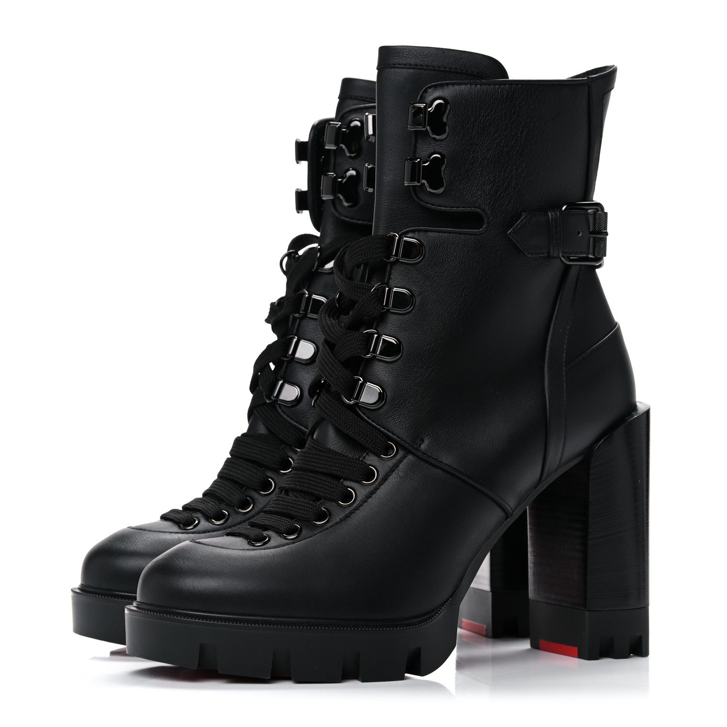 Christian Louboutin Calfskin Macademia 100 Biker Platform Boots 38.5 Black 3 of 10
