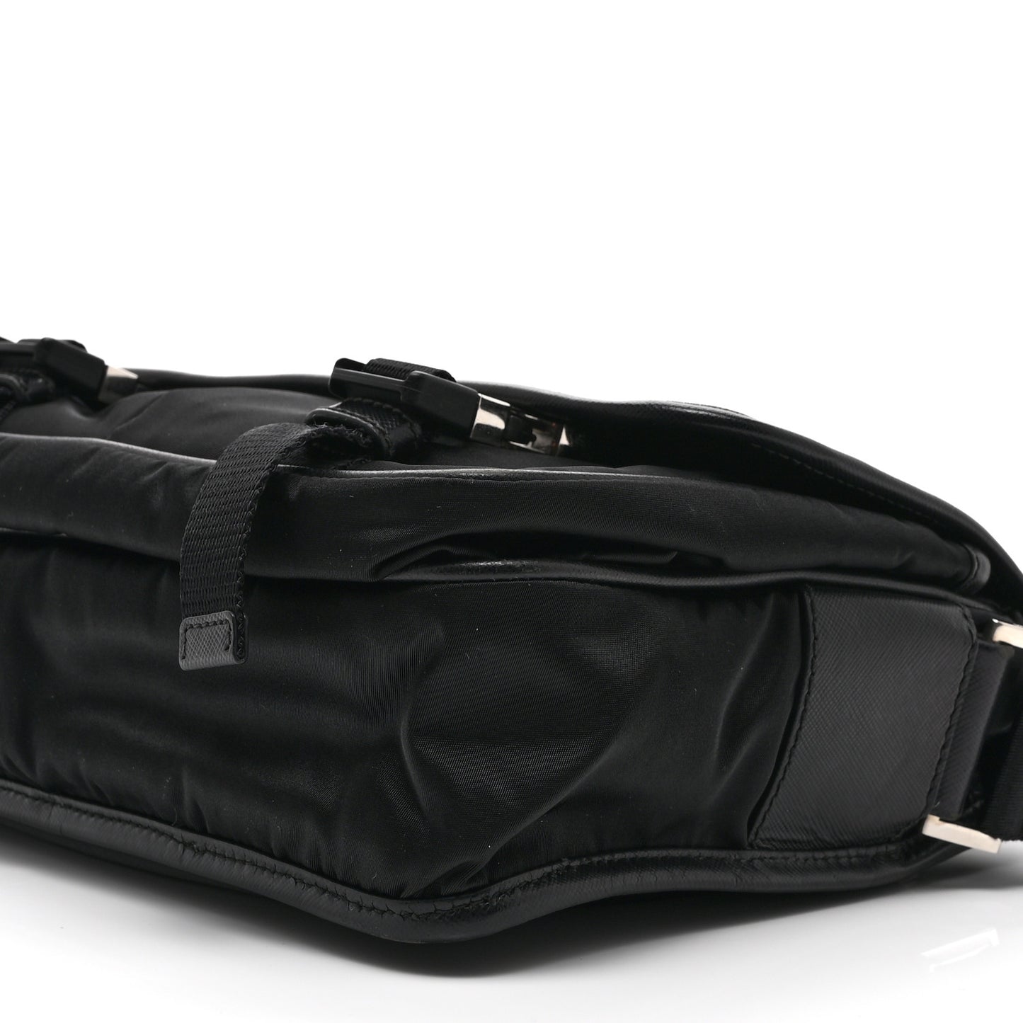 Tessuto Nylon Saffiano Logo Messenger Bag Black