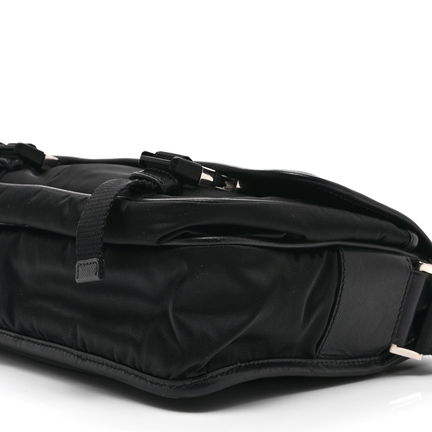 Prada Tessuto Nylon Saffiano Logo Messenger Bag Black 10 of 10