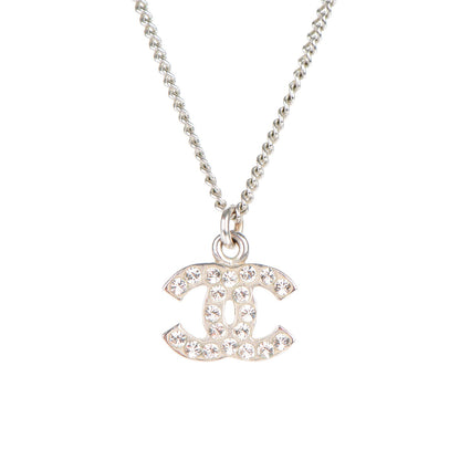 Chanel Crystal Timeless CC Necklace Silver 3 of 5