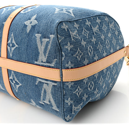 Louis Vuitton Denim Monogram New LV Remix Keepall Bandouliere 45 Blue 8 of 8