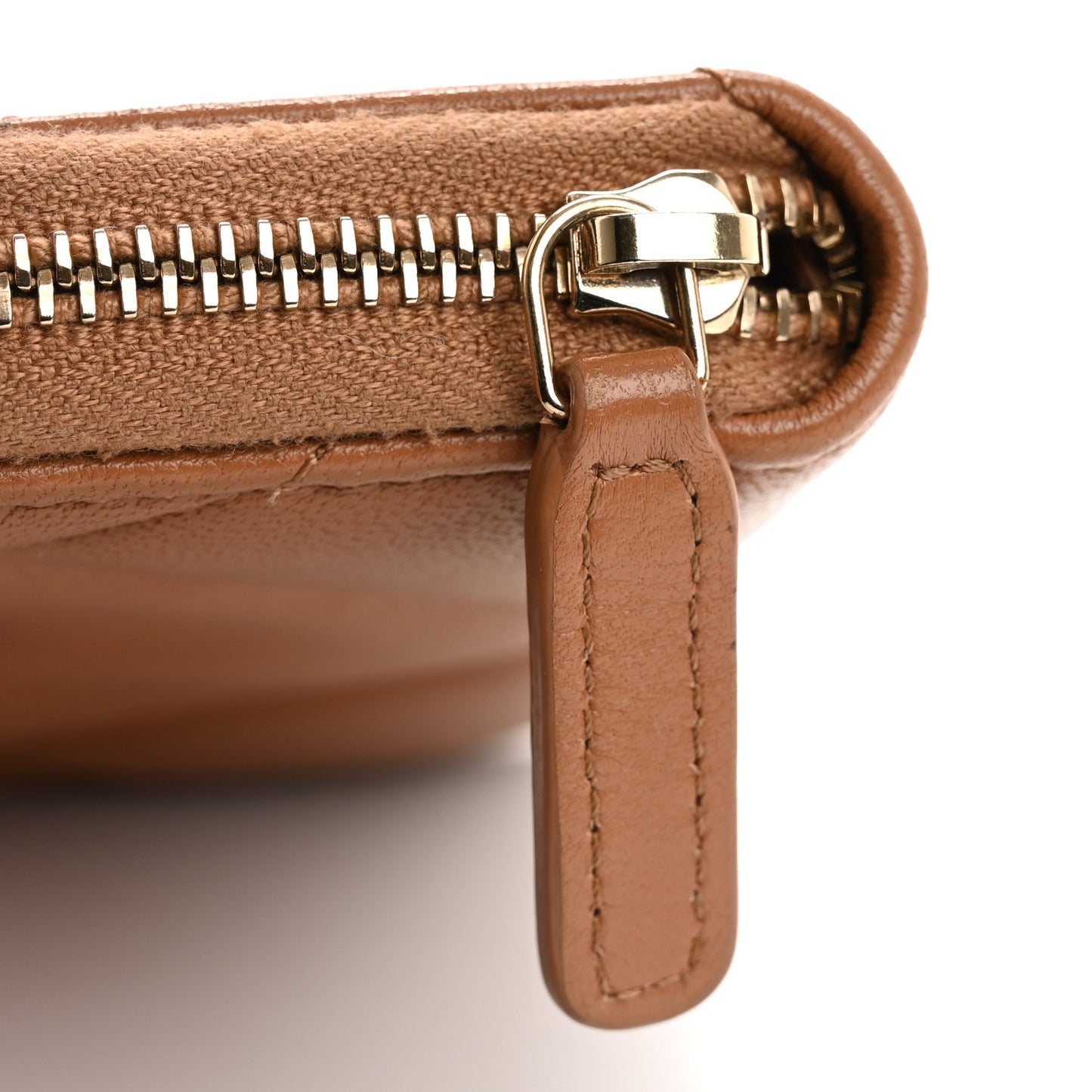 Lambskin Quilted Chanel 19 Zip Around Coin Purse Wallet Brown