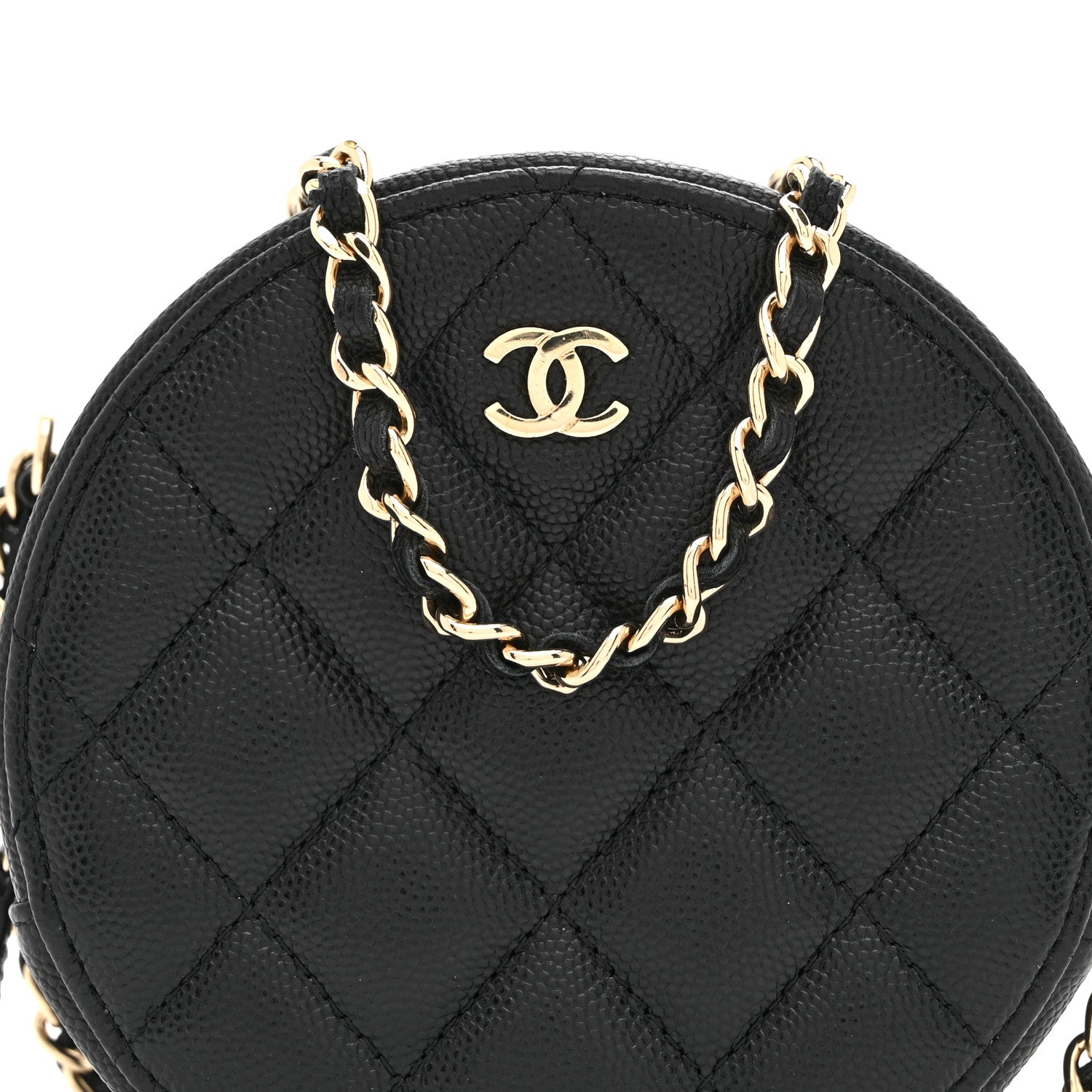 Chanel Caviar Quilted Round Clutch With Chain Black 8 of 10