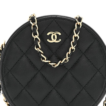 Chanel Caviar Quilted Round Clutch With Chain Black 8 of 10