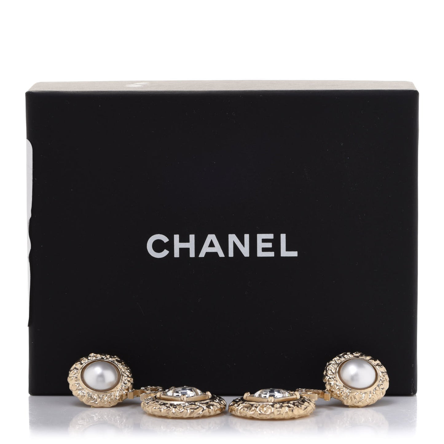 Crystal Pearl CC Drop Earrings Gold Pearly White