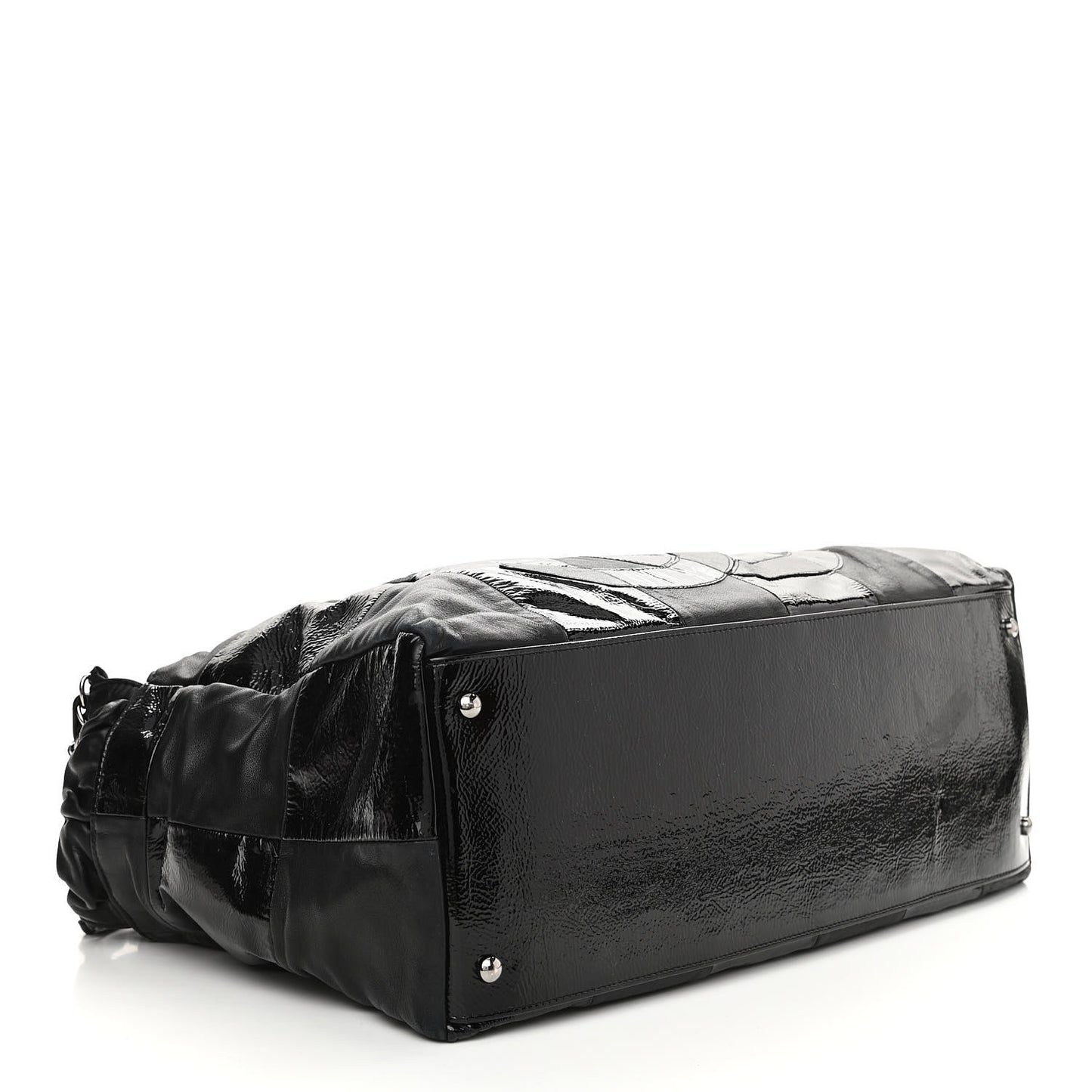 Lambskin Patent Calfskin Brooklyn Patchwork Hobo Black