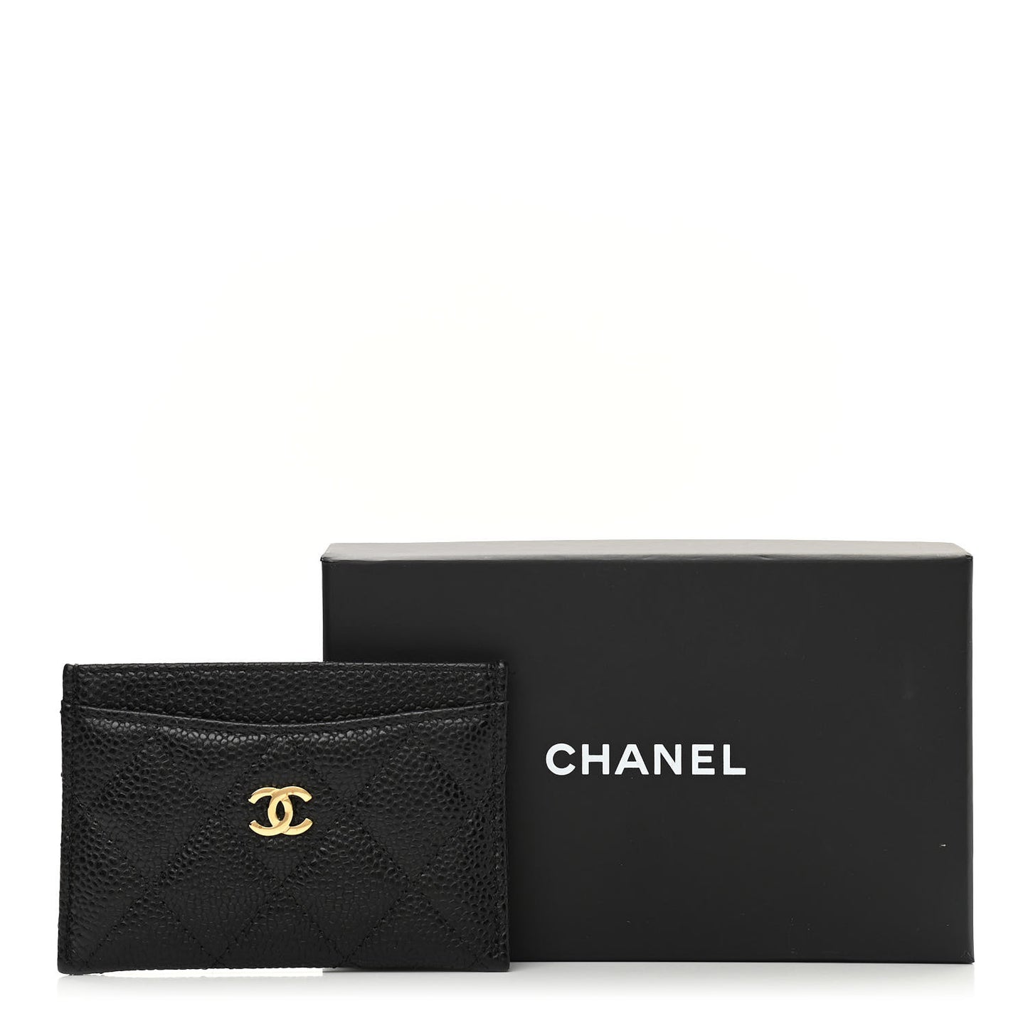 Caviar Quilted Card Holder Black