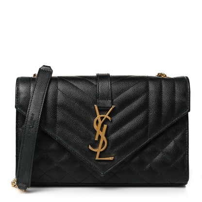 Saint Laurent Grain De Poudre Textured Mixed Matelasse Triquilt Small Monogram Satchel Black 1 of 14