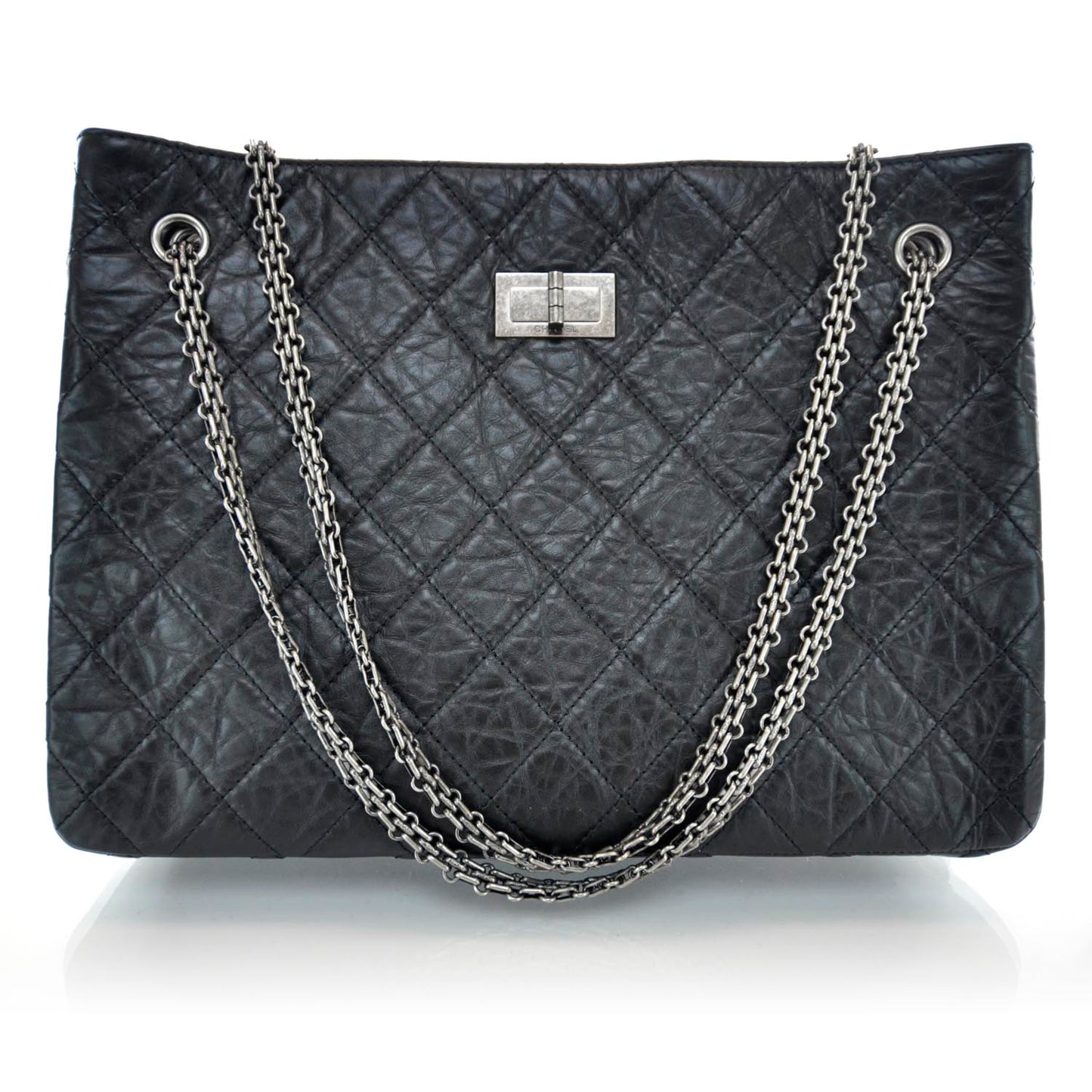 Aged Calfskin Reissue 2.55 Tote Black