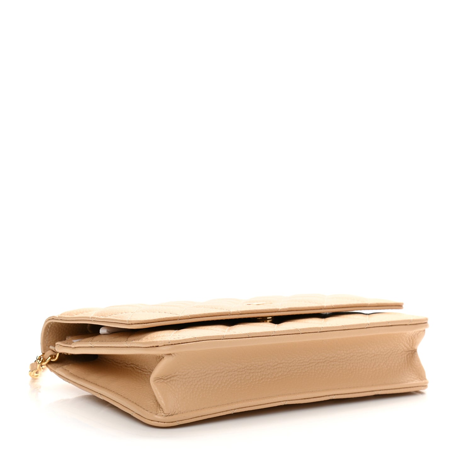 Caviar Quilted Wallet On Chain WOC Beige
