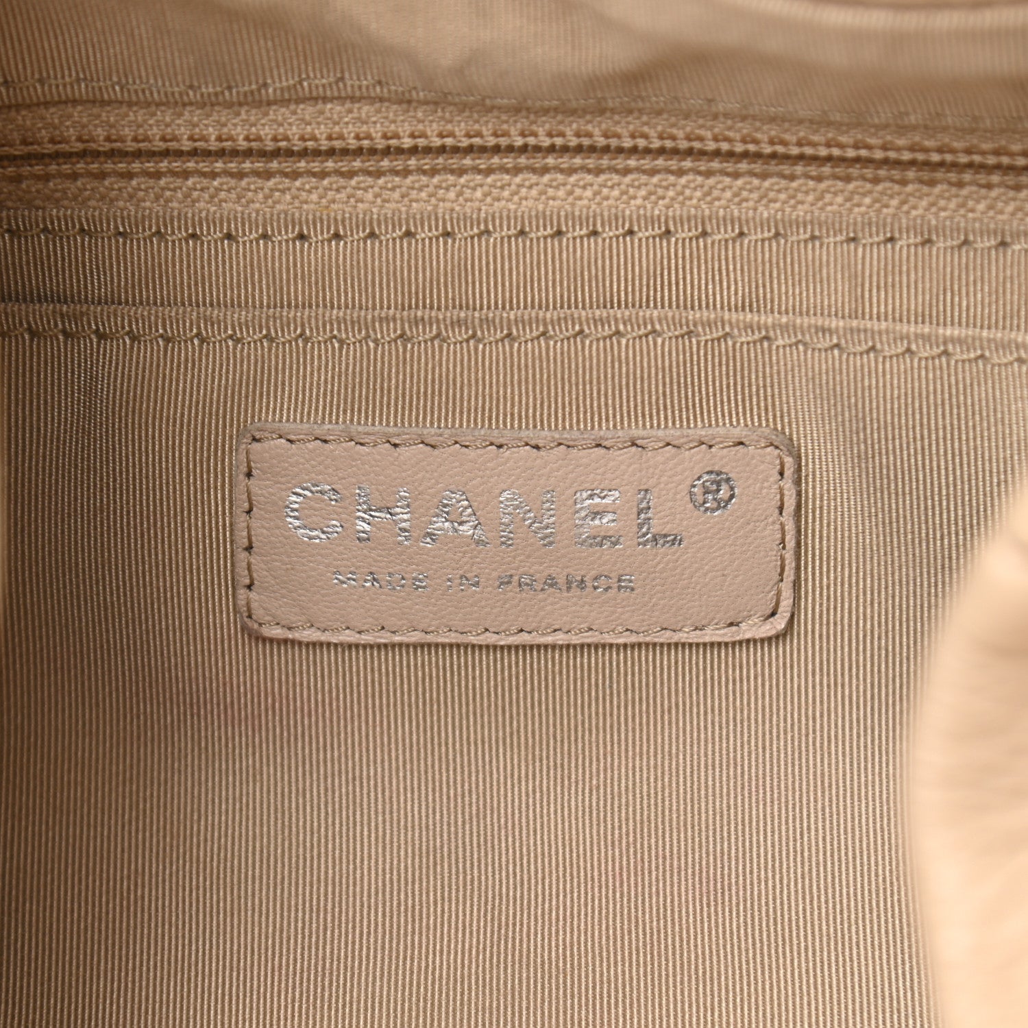 Chanel Deerskin Chevron Large CC Chain Bucket Drawstring Bag Beige 5 of 11