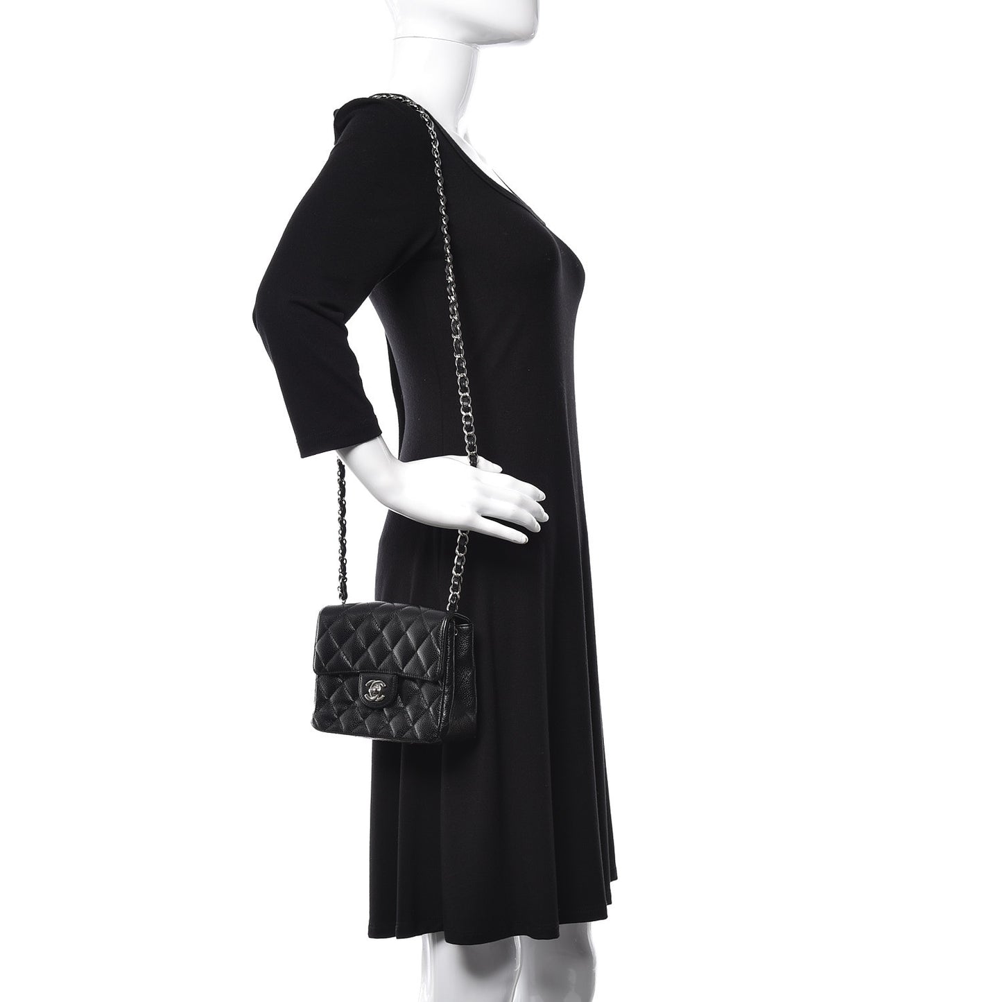 Caviar Quilted Mini Square Flap Black