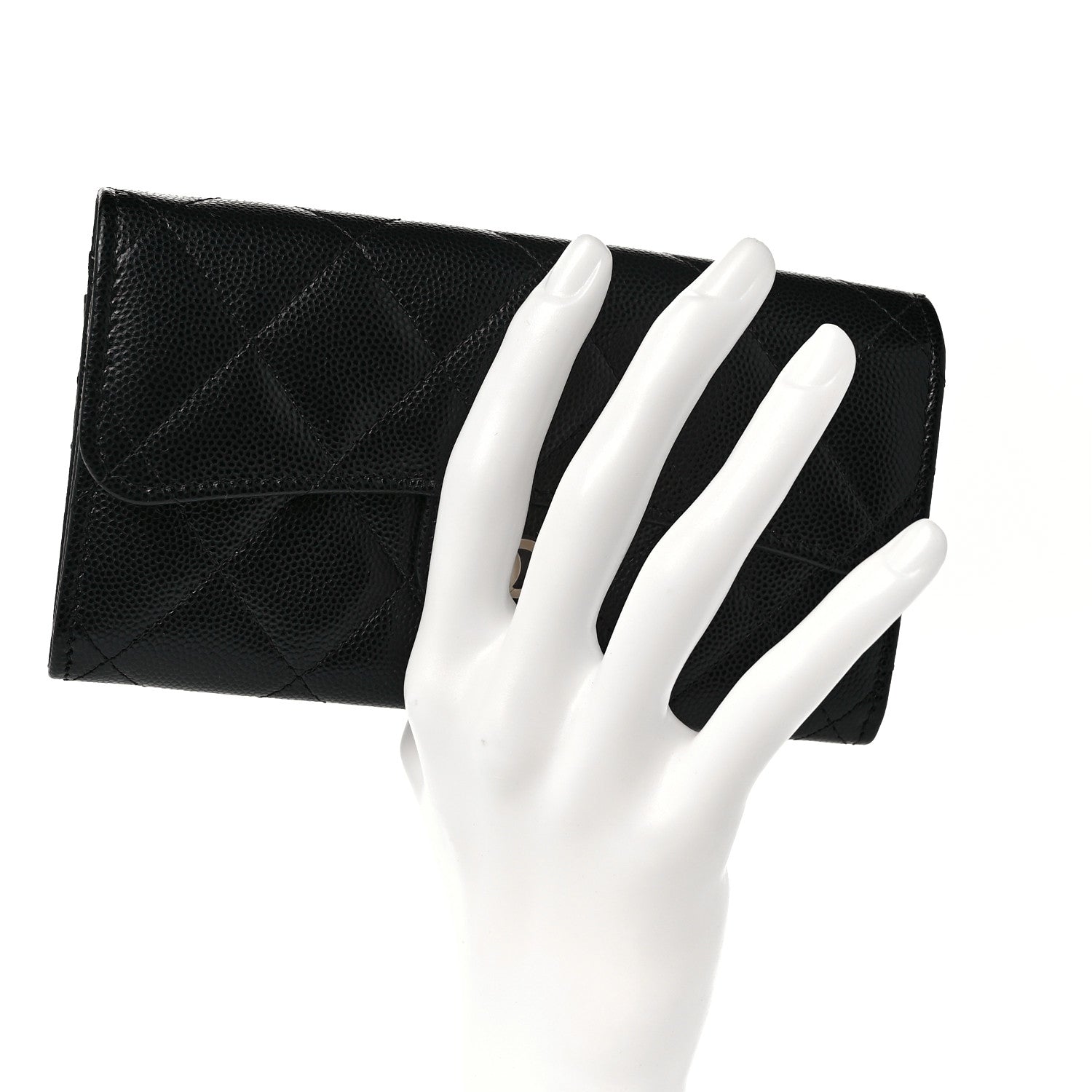 Chanel Caviar Quilted Medium Gusset Flap Wallet Black 2 of 10