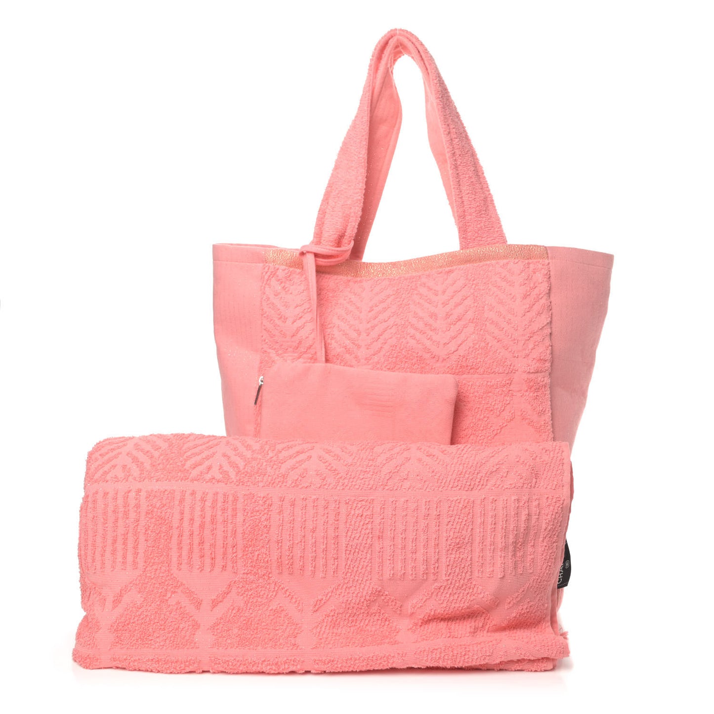 Terry Cotton CC Beach Tote Towel Set Coral