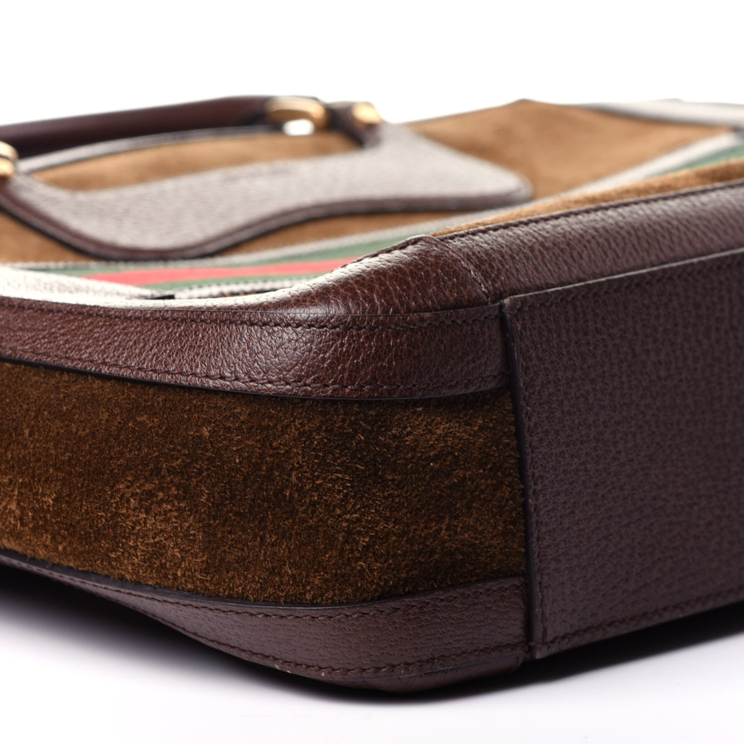 Gucci Suede Rainbow Strap Briefcase Brown 8 of 11
