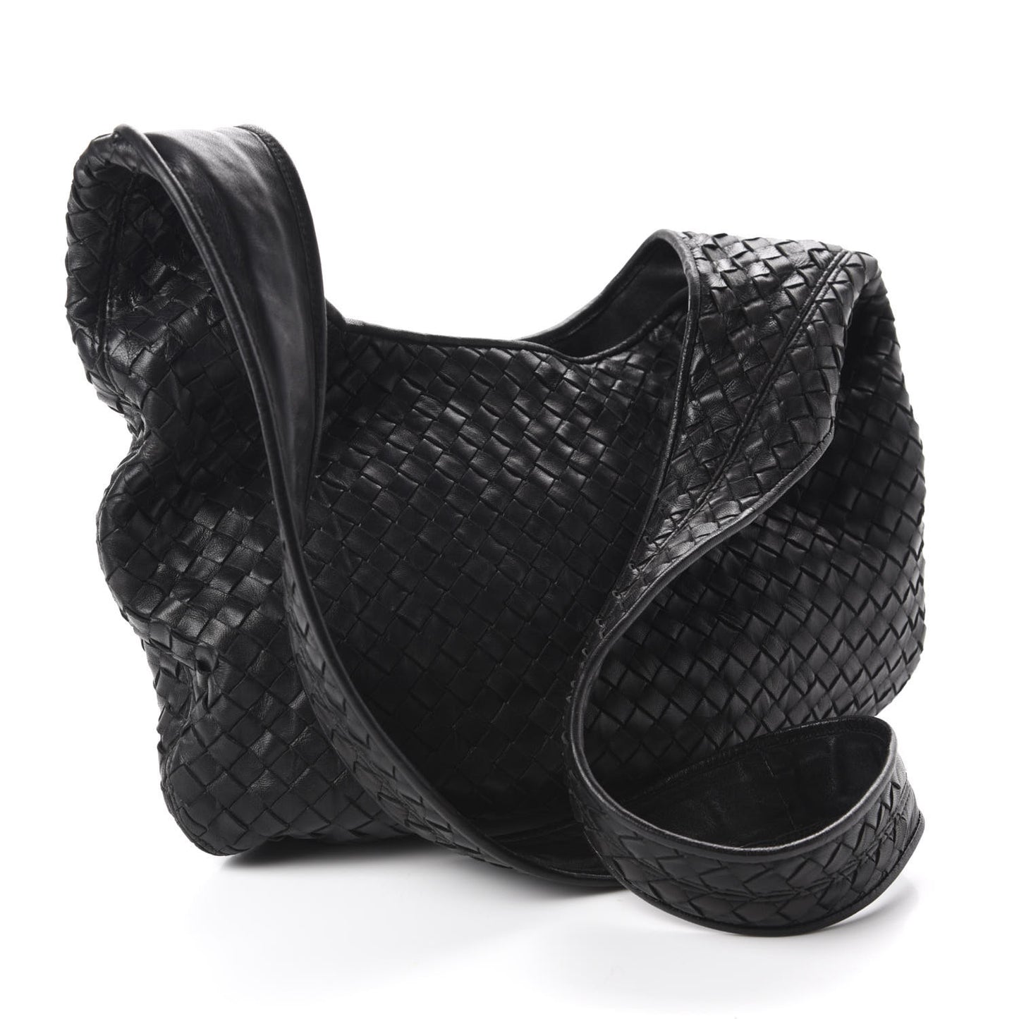Nappa Intrecciato Shoulder Bag Black