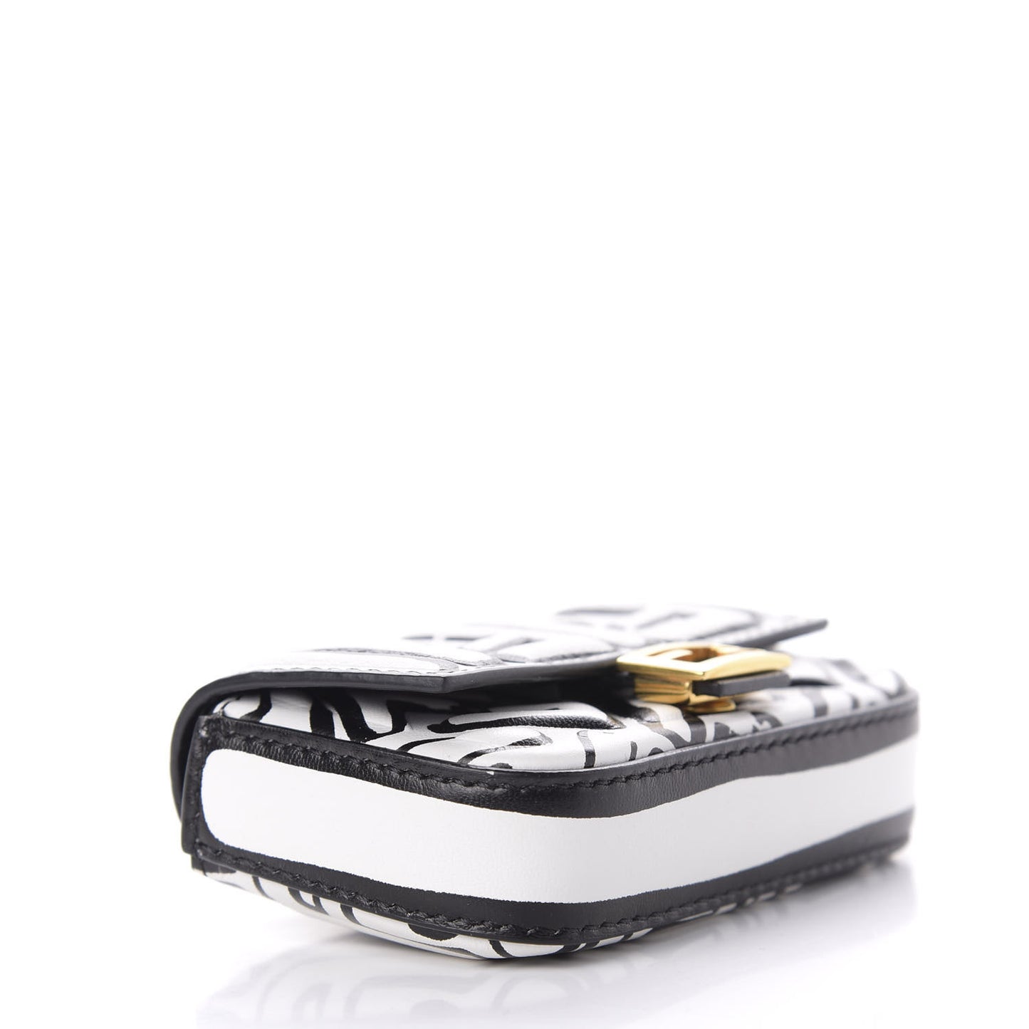 X JOSHUA VIDES Nappa Vitello King FF Embossed Nano Baguette Charm White Black
