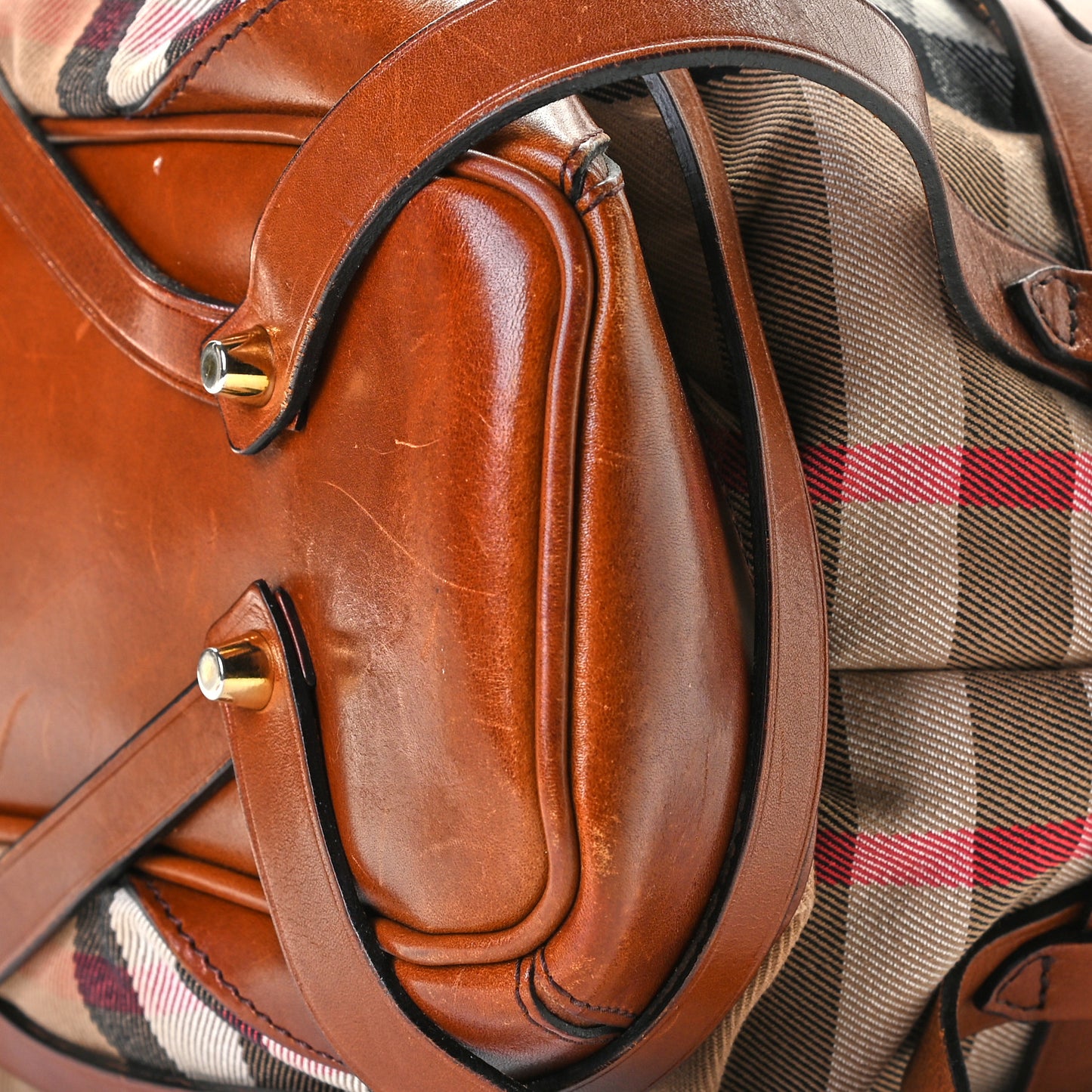 House Check Bridle Calfskin Medium Gosford Hobo Dark Tan