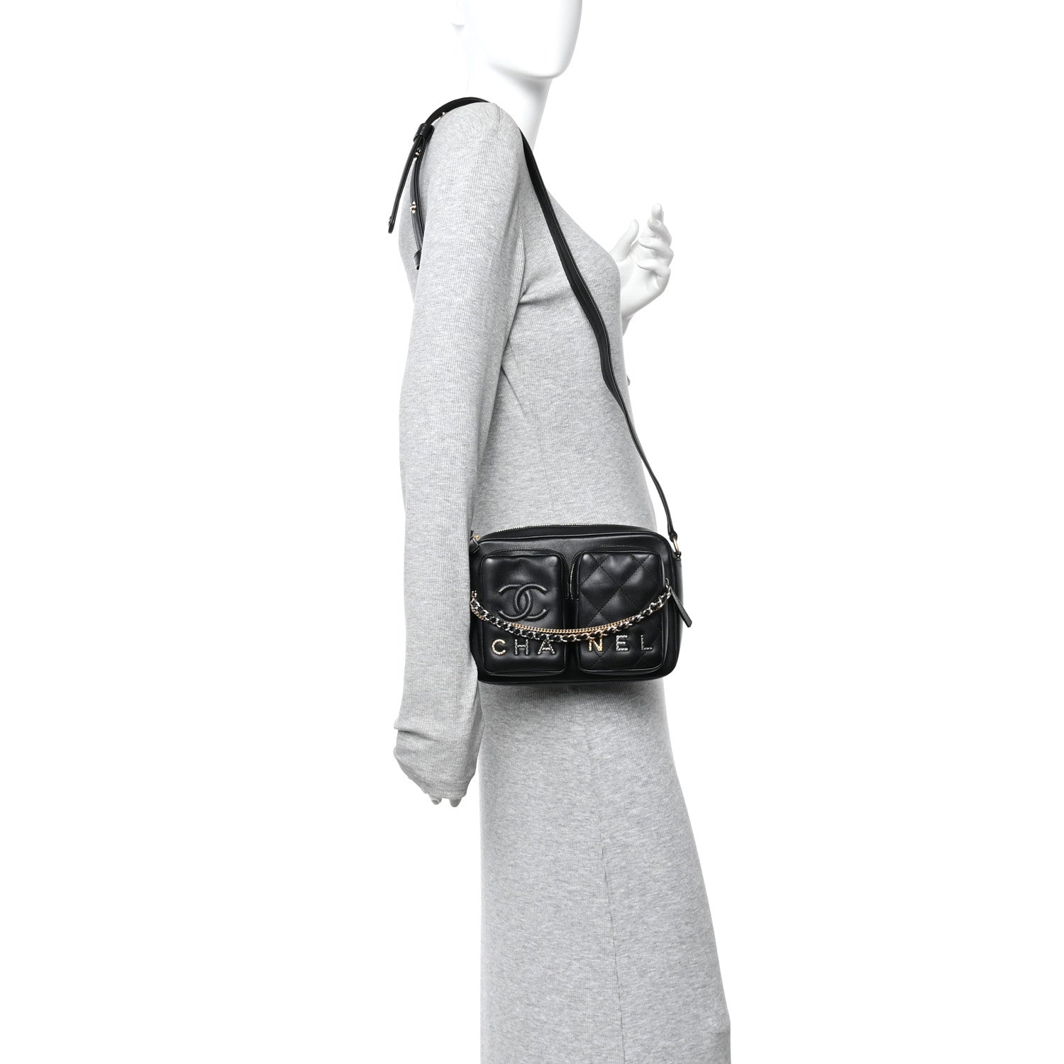 Chanel Calfskin Quilted Small Camera Case Black 3 of 19