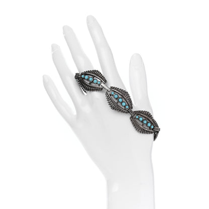 Saint Laurent Metallic Turquoise Navajo Bracelet Silver 2 of 5