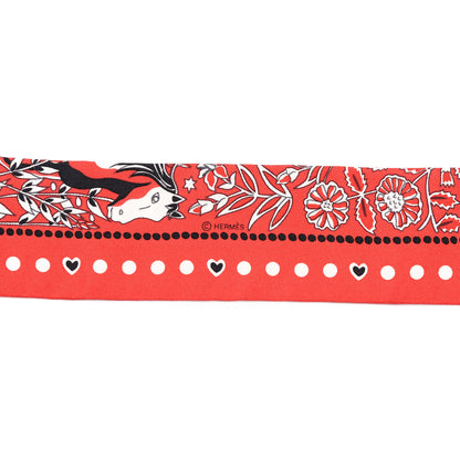 Hermes Silk Entre Ciel Et Mer Twilly Rouge White Black 2 of 4