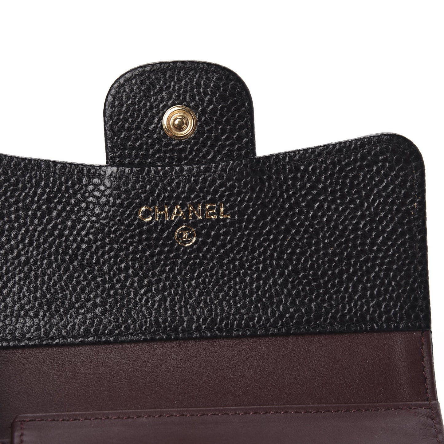 Caviar Quilted Compact Flap Wallet Black