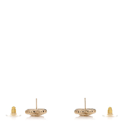 Chanel Metal Crystal CC Logo Heart Earrings Gold 3 of 5