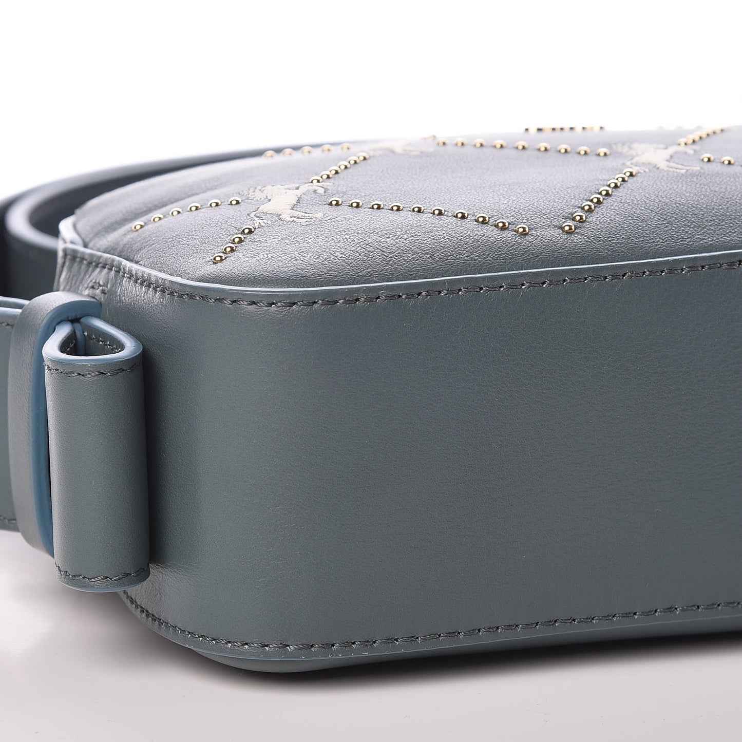 Smooth Calfskin Little Horses Embroidered Shoulder Bag Cloudy Blue