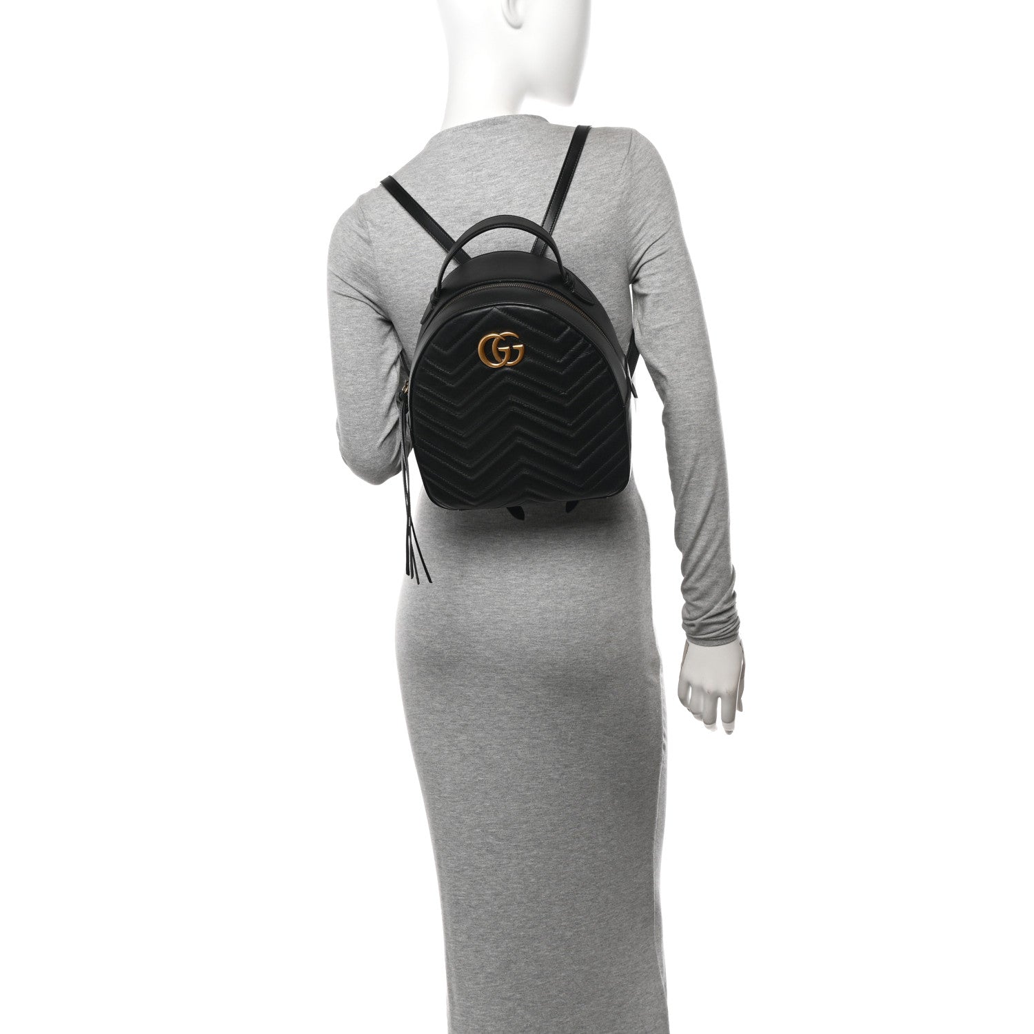 Gucci Calfskin Matelasse GG Marmont Dome Backpack Black 2 of 10